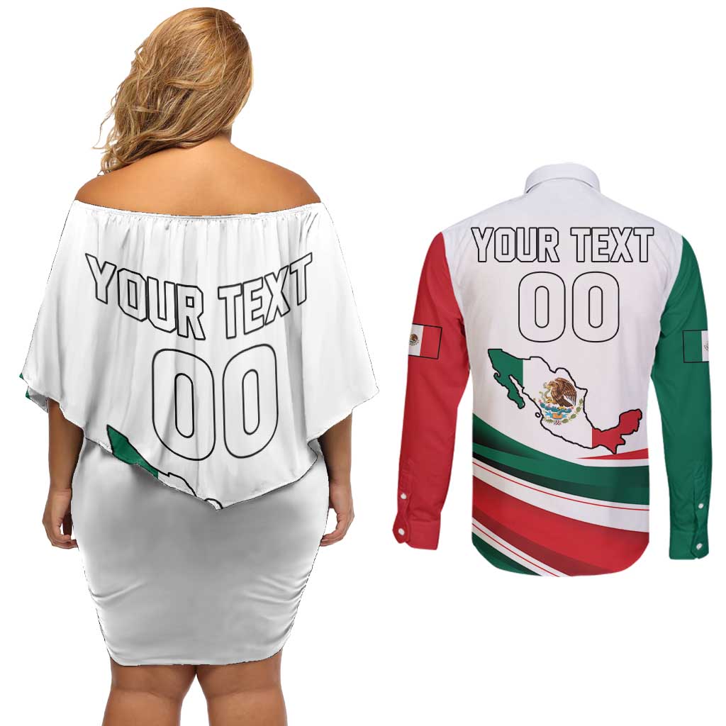 Custom Mexico Independence Day Couples Matching Off Shoulder Short Dress and Long Sleeve Button Shirt El Grito De Independencia - Wonder Print Shop