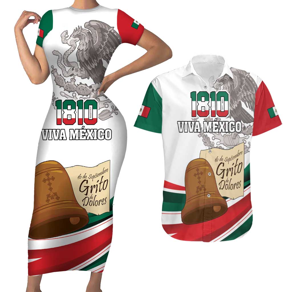 Custom Mexico Independence Day Couples Matching Short Sleeve Bodycon Dress and Hawaiian Shirt El Grito De Independencia - Wonder Print Shop