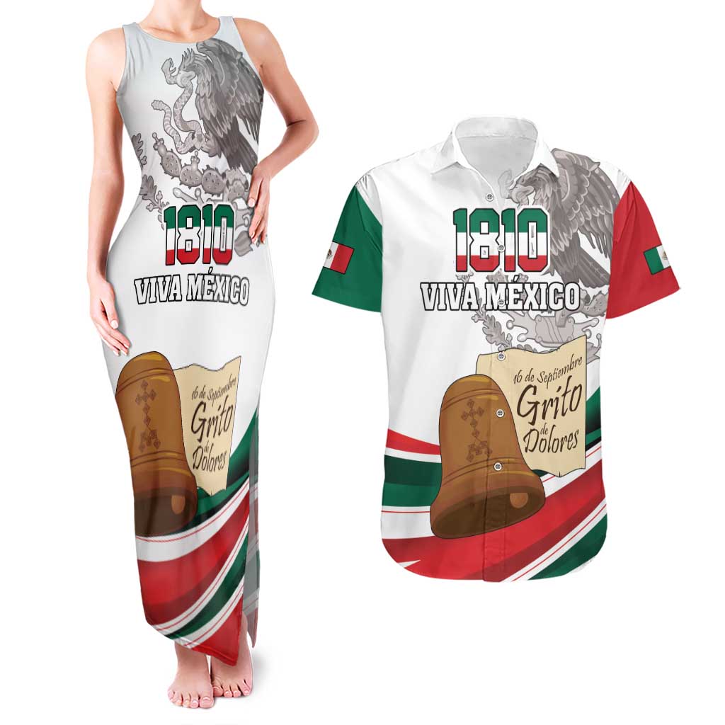 Custom Mexico Independence Day Couples Matching Tank Maxi Dress and Hawaiian Shirt El Grito De Independencia - Wonder Print Shop