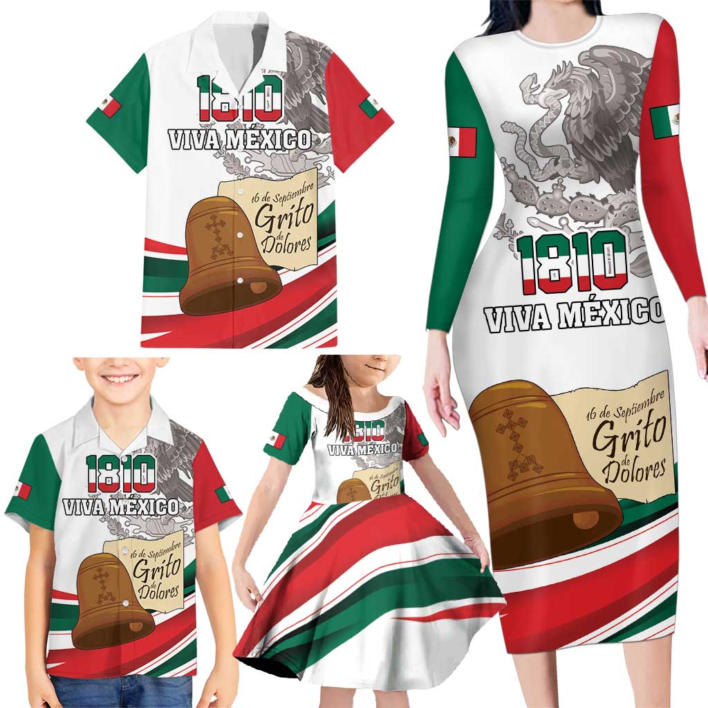 Custom Mexico Independence Day Family Matching Long Sleeve Bodycon Dress and Hawaiian Shirt El Grito De Independencia - Wonder Print Shop