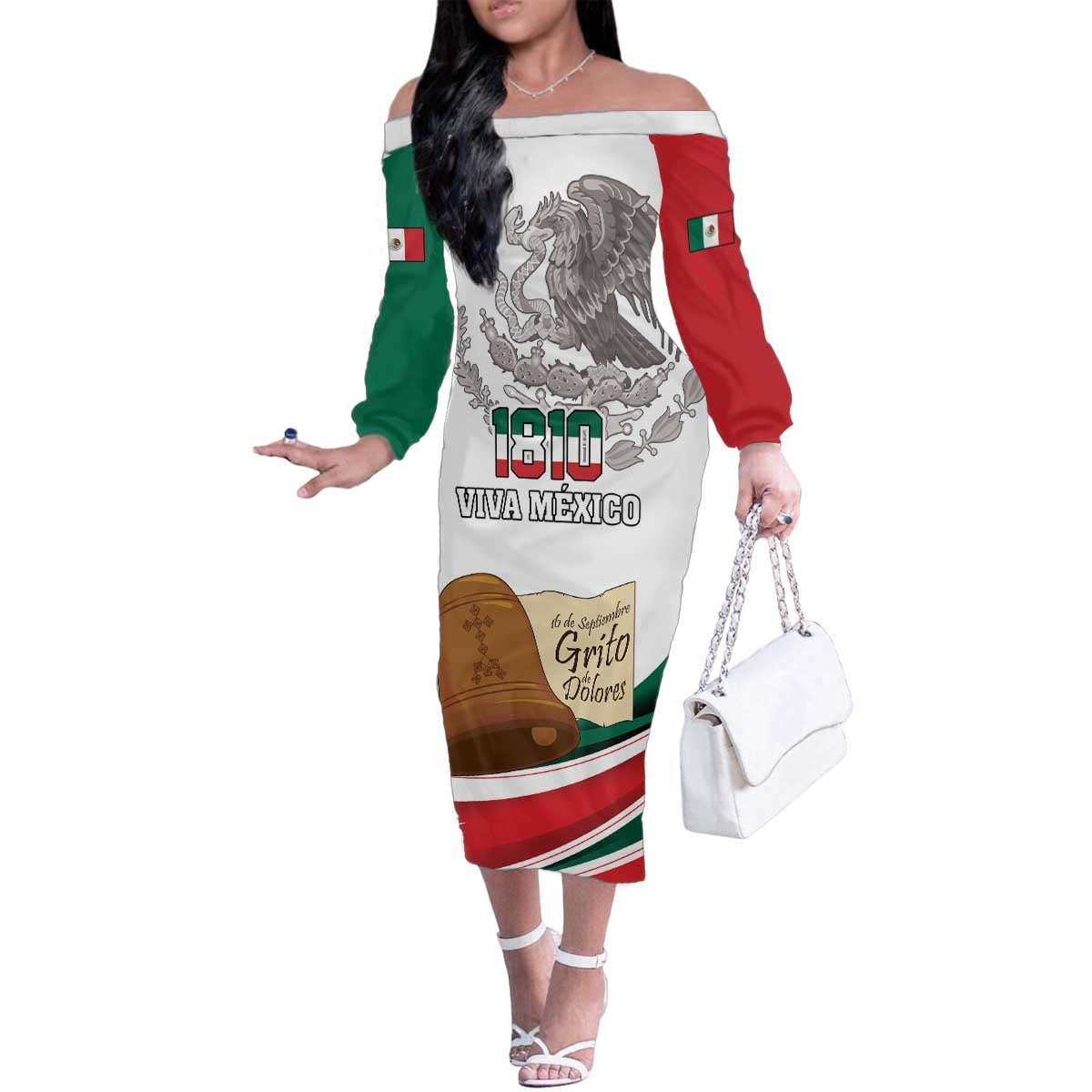 Custom Mexico Independence Day Family Matching Off The Shoulder Long Sleeve Dress and Hawaiian Shirt El Grito De Independencia - Wonder Print Shop