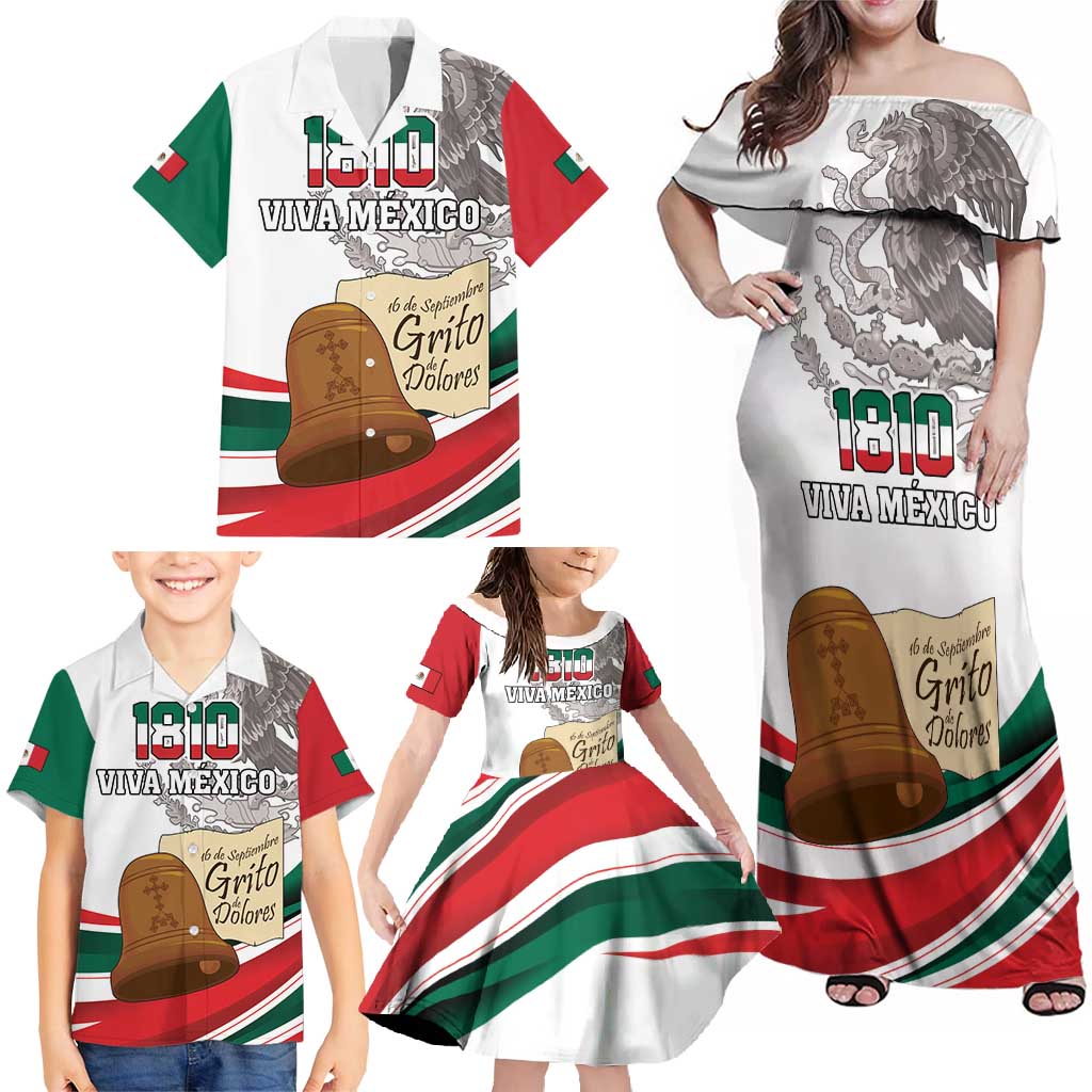 Custom Mexico Independence Day Family Matching Off Shoulder Maxi Dress and Hawaiian Shirt El Grito De Independencia - Wonder Print Shop