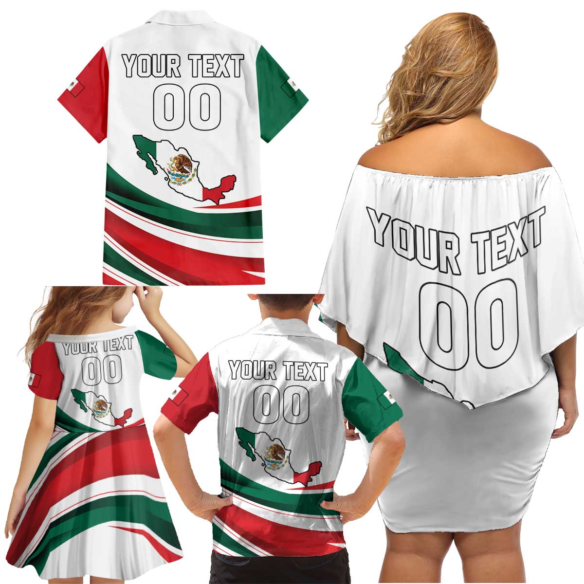 Custom Mexico Independence Day Family Matching Off Shoulder Short Dress and Hawaiian Shirt El Grito De Independencia - Wonder Print Shop