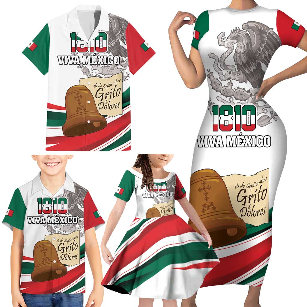 Custom Mexico Independence Day Family Matching Short Sleeve Bodycon Dress and Hawaiian Shirt El Grito De Independencia - Wonder Print Shop