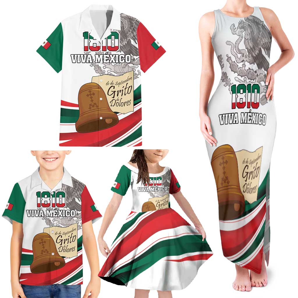 Custom Mexico Independence Day Family Matching Tank Maxi Dress and Hawaiian Shirt El Grito De Independencia - Wonder Print Shop