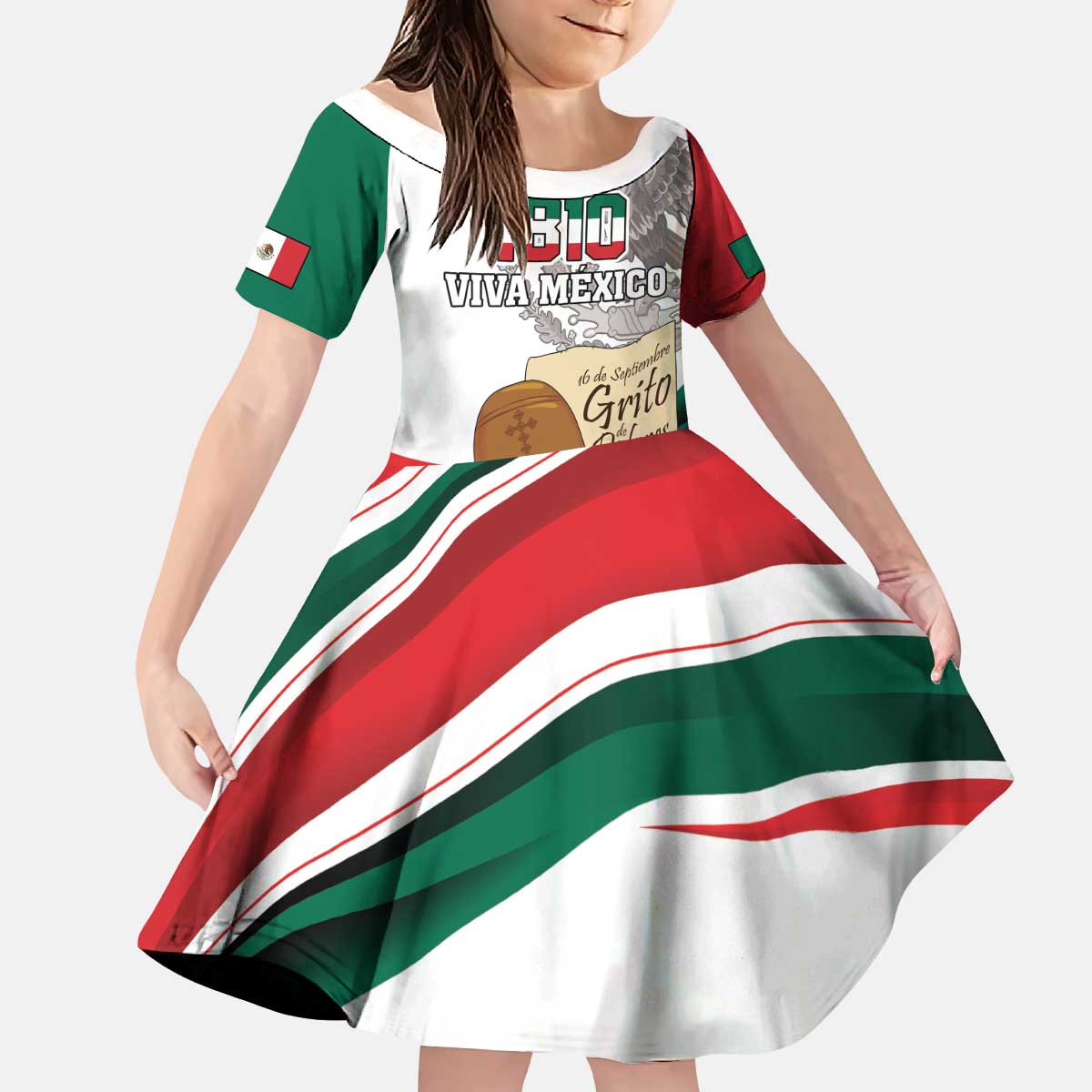 Custom Mexico Independence Day Kid Short Sleeve Dress El Grito De Independencia - Wonder Print Shop