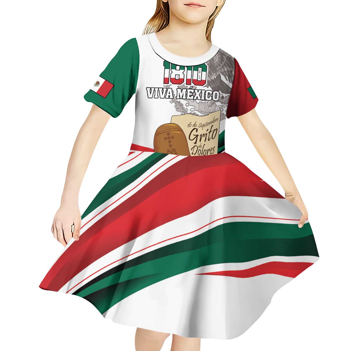 Custom Mexico Independence Day Kid Short Sleeve Dress El Grito De Independencia - Wonder Print Shop