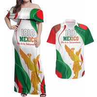 Custom Mexico Independence Day Couples Matching Off Shoulder Maxi Dress and Hawaiian Shirt Monumento A La Independencia - Wonder Print Shop