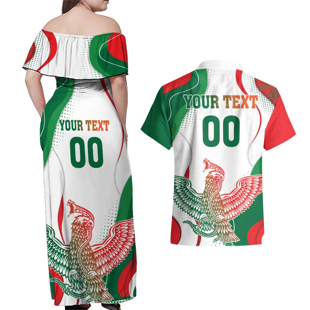 Custom Mexico Independence Day Couples Matching Off Shoulder Maxi Dress and Hawaiian Shirt Monumento A La Independencia - Wonder Print Shop