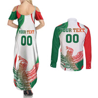 Custom Mexico Independence Day Couples Matching Summer Maxi Dress and Long Sleeve Button Shirt Monumento A La Independencia - Wonder Print Shop