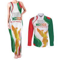 Custom Mexico Independence Day Couples Matching Tank Maxi Dress and Long Sleeve Button Shirt Monumento A La Independencia - Wonder Print Shop