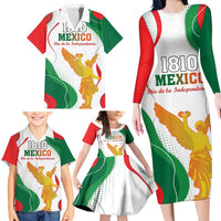 Custom Mexico Independence Day Family Matching Long Sleeve Bodycon Dress and Hawaiian Shirt Monumento A La Independencia - Wonder Print Shop