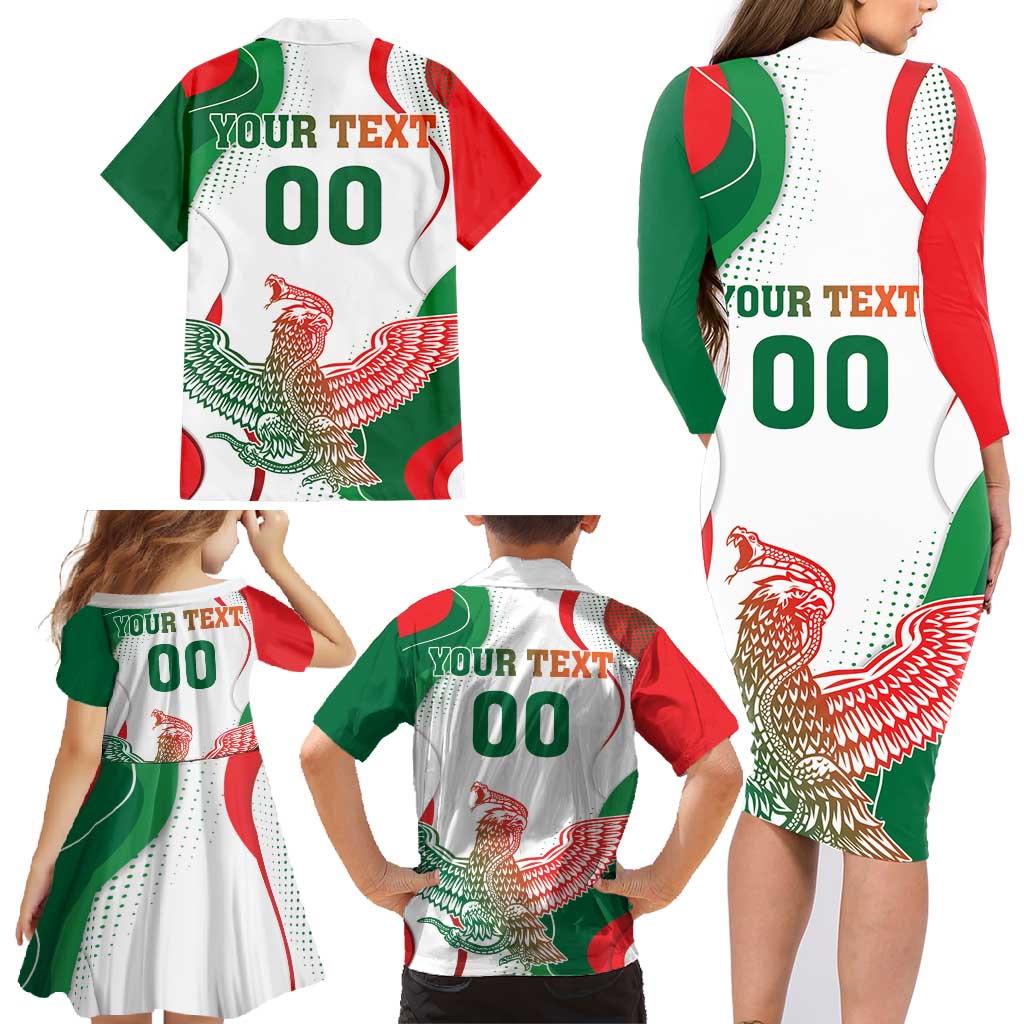 Custom Mexico Independence Day Family Matching Long Sleeve Bodycon Dress and Hawaiian Shirt Monumento A La Independencia - Wonder Print Shop