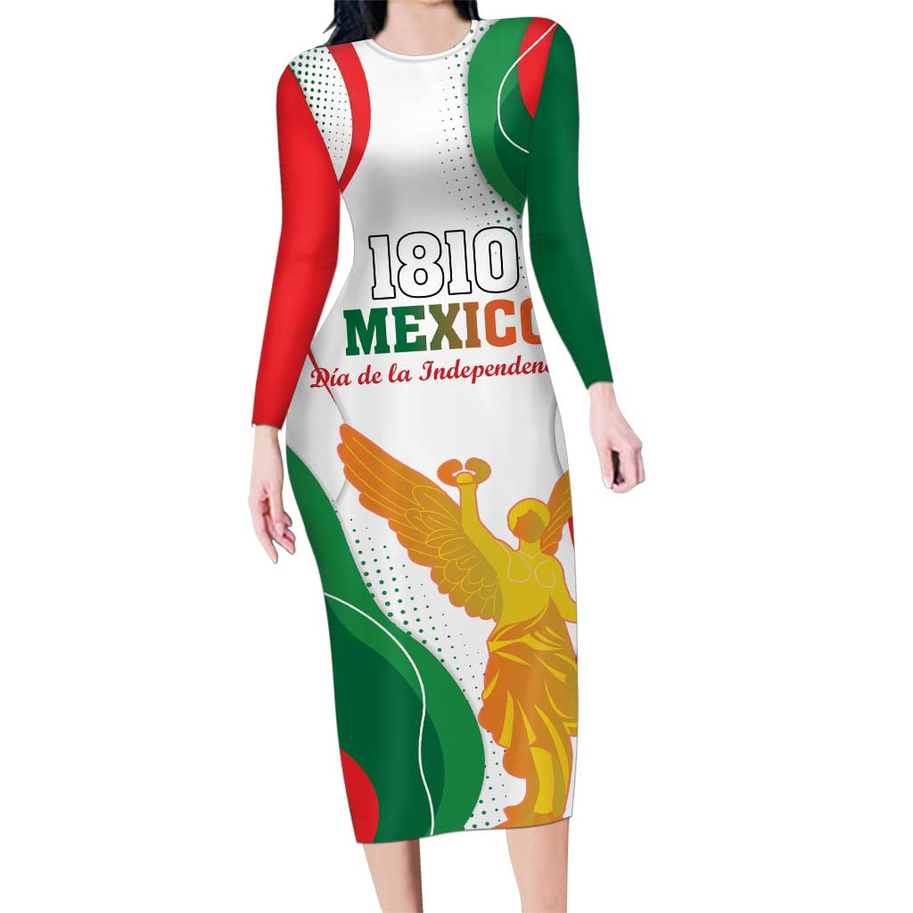 Custom Mexico Independence Day Family Matching Long Sleeve Bodycon Dress and Hawaiian Shirt Monumento A La Independencia - Wonder Print Shop