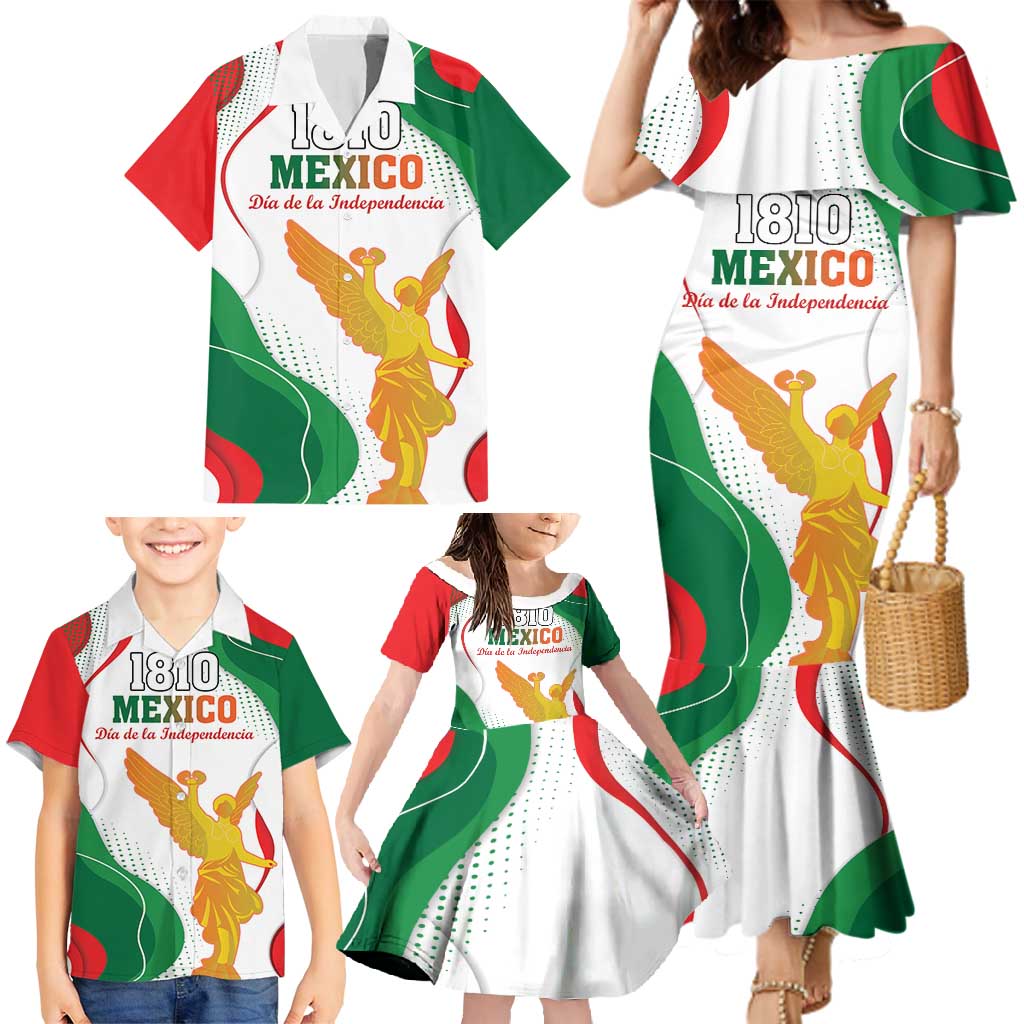 Custom Mexico Independence Day Family Matching Mermaid Dress and Hawaiian Shirt Monumento A La Independencia - Wonder Print Shop