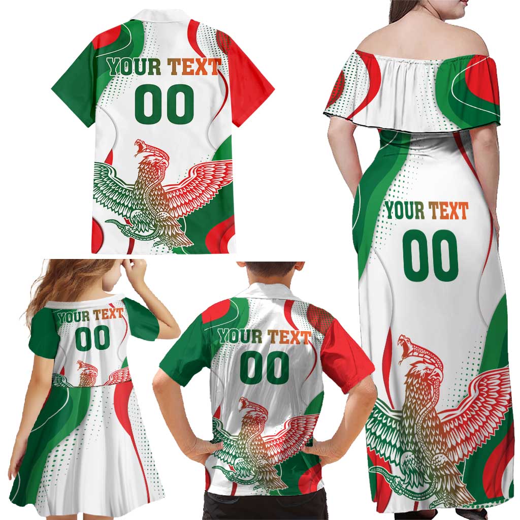 Custom Mexico Independence Day Family Matching Off Shoulder Maxi Dress and Hawaiian Shirt Monumento A La Independencia - Wonder Print Shop
