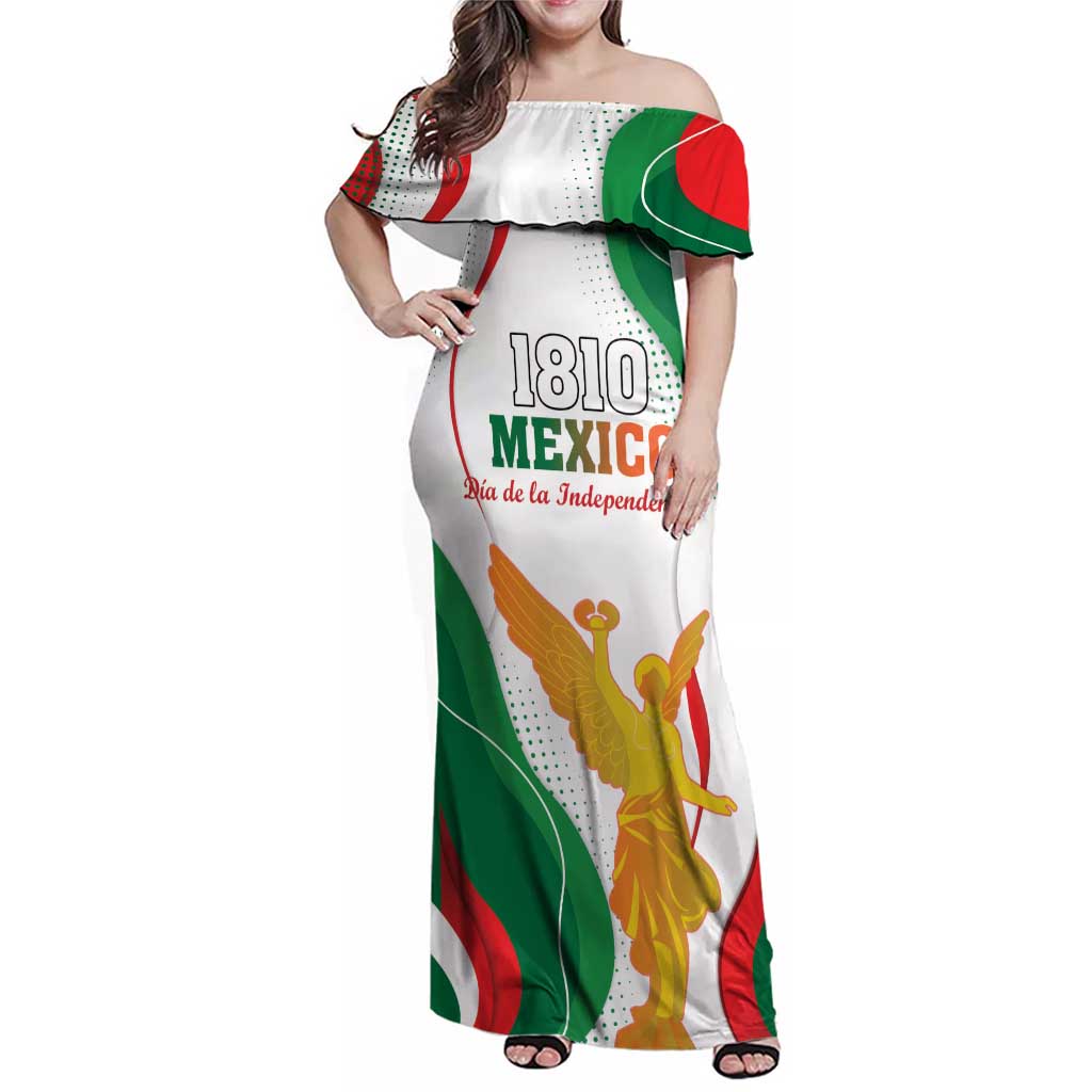 Custom Mexico Independence Day Family Matching Off Shoulder Maxi Dress and Hawaiian Shirt Monumento A La Independencia - Wonder Print Shop