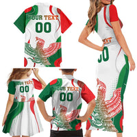 Custom Mexico Independence Day Family Matching Short Sleeve Bodycon Dress and Hawaiian Shirt Monumento A La Independencia - Wonder Print Shop