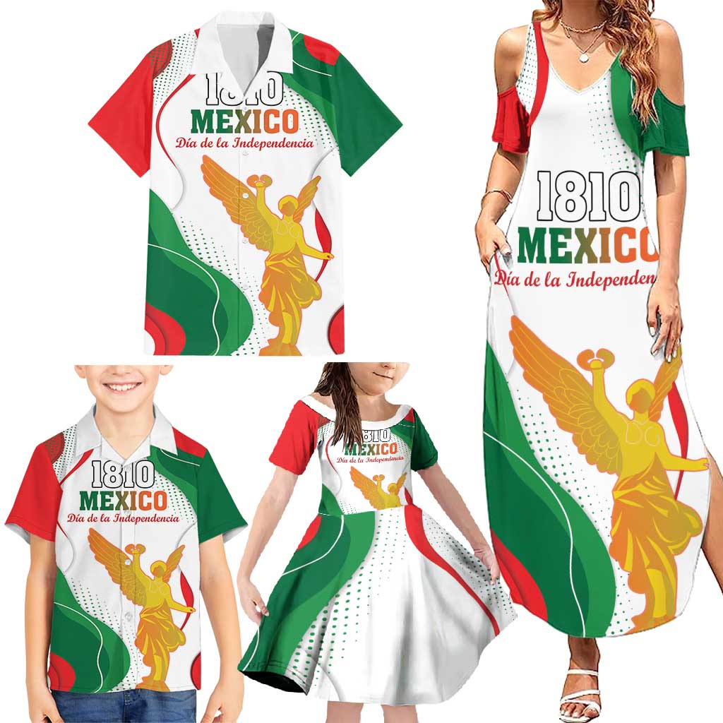 Custom Mexico Independence Day Family Matching Summer Maxi Dress and Hawaiian Shirt Monumento A La Independencia - Wonder Print Shop