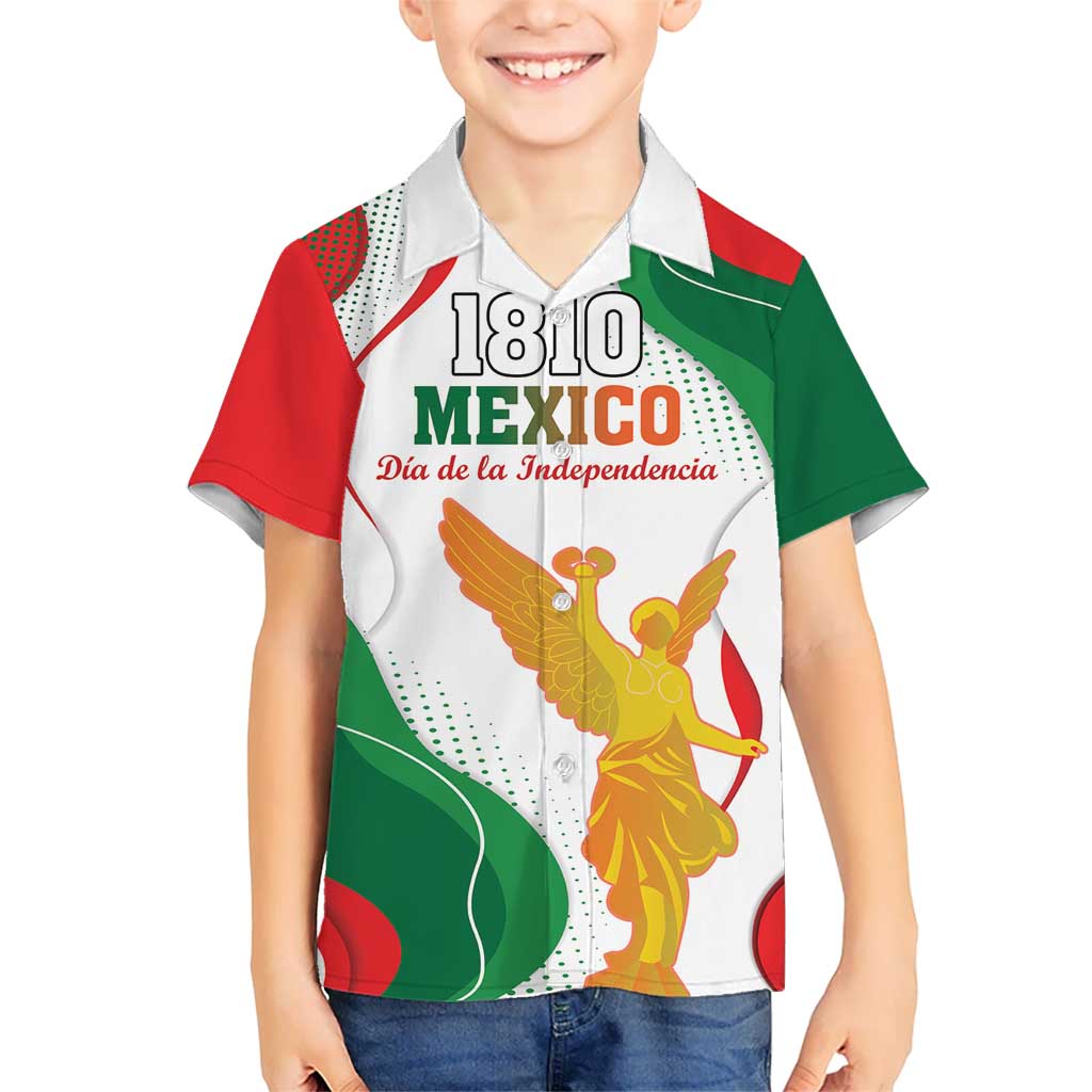 Custom Mexico Independence Day Kid Hawaiian Shirt Monumento A La Independencia - Wonder Print Shop
