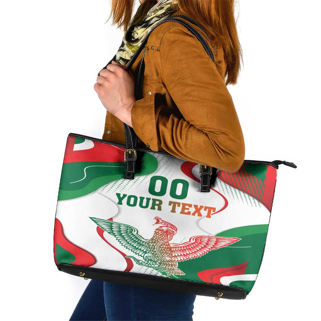 Custom Mexico Independence Day Leather Tote Bag Monumento A La Independencia - Wonder Print Shop
