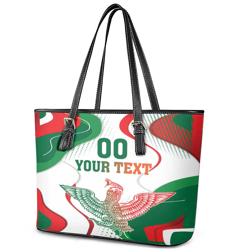 Custom Mexico Independence Day Leather Tote Bag Monumento A La Independencia - Wonder Print Shop
