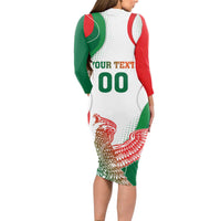 Custom Mexico Independence Day Long Sleeve Bodycon Dress Monumento A La Independencia - Wonder Print Shop