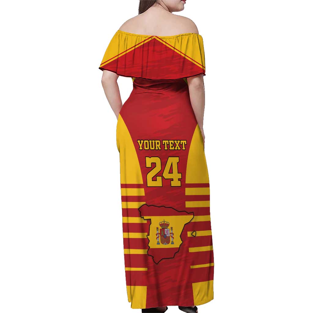 Custom Spain Coat Of Arms Family Matching Off Shoulder Maxi Dress and Hawaiian Shirt Sport Style - Wonder Print Shop