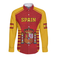 Custom Spain Coat Of Arms Long Sleeve Button Shirt Sport Style - Wonder Print Shop