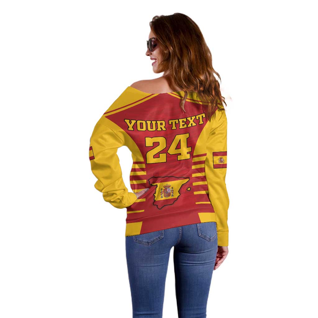 Custom Spain Coat Of Arms Off Shoulder Sweater Sport Style - Wonder Print Shop