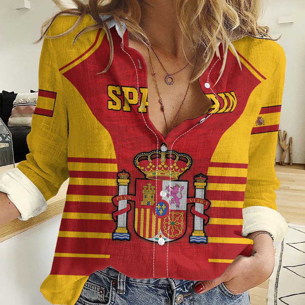 Custom Spain Coat Of Arms Women Casual Shirt Sport Style - Wonder Print Shop
