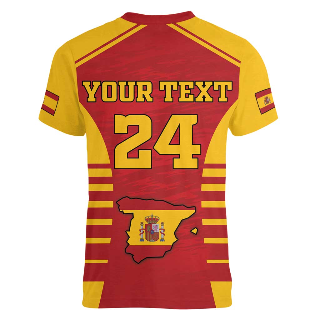 Custom Spain Coat Of Arms Women V-Neck T-Shirt Sport Style - Wonder Print Shop