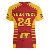 Custom Spain Coat Of Arms Women V-Neck T-Shirt Sport Style - Wonder Print Shop