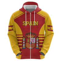 Custom Spain Coat Of Arms Zip Hoodie Sport Style - Wonder Print Shop