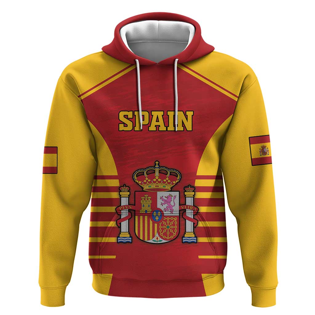 Custom Spain Coat Of Arms Zip Hoodie Sport Style - Wonder Print Shop