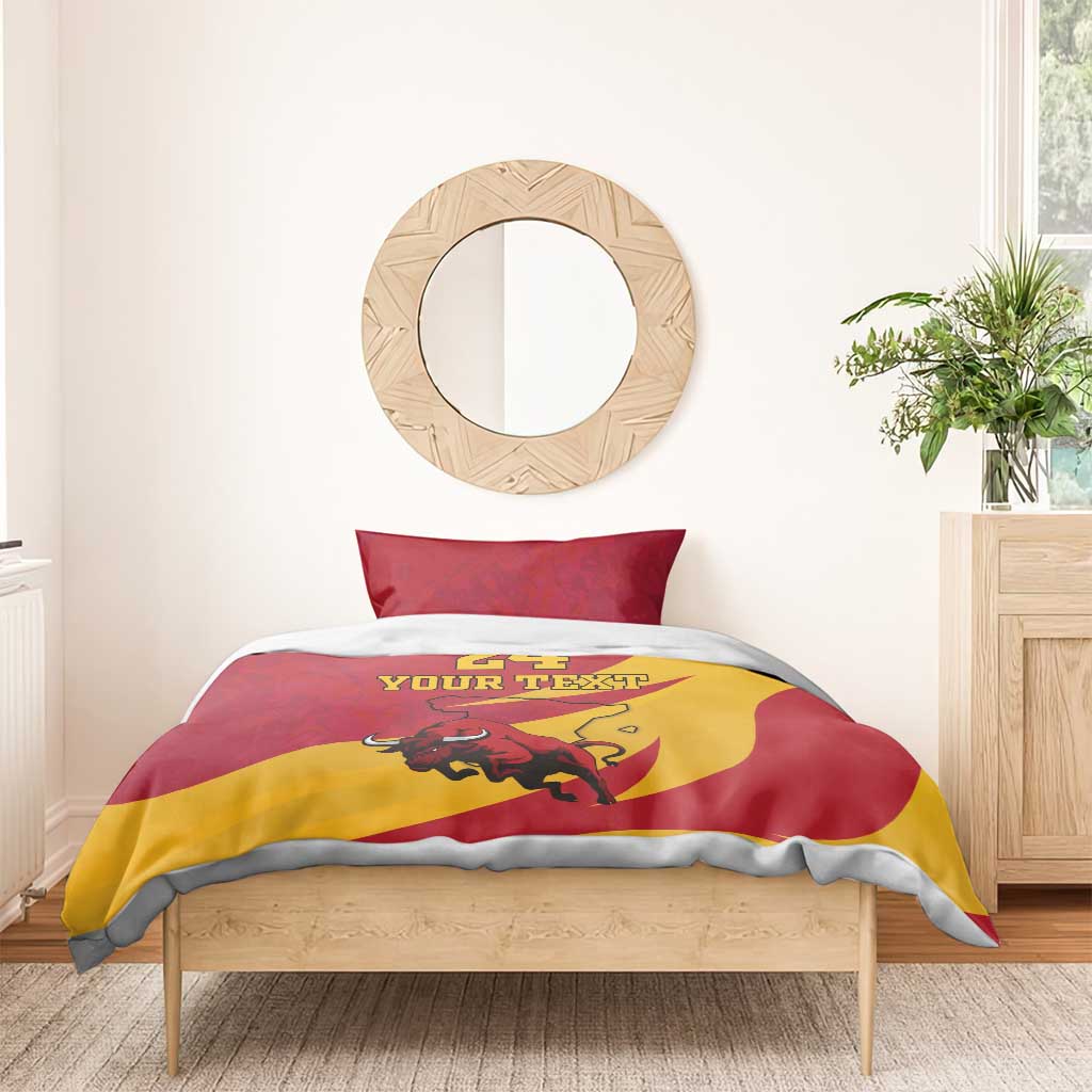 Custom Spain Aggressive Fighting Bull Bedding Set With Carnation Flowers - Wonder Print Shop