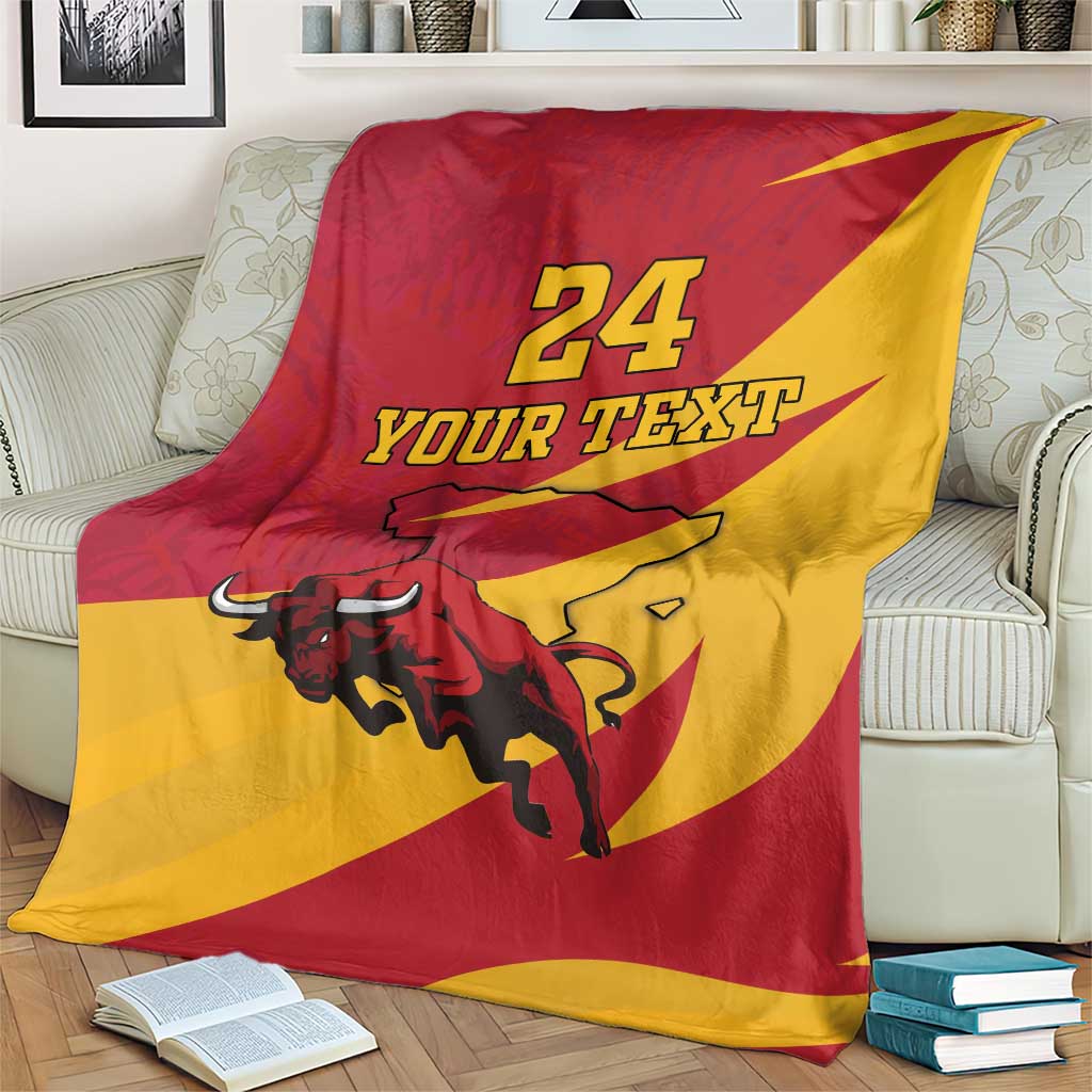 Custom Spain Aggressive Fighting Bull Blanket With Carnation Flowers