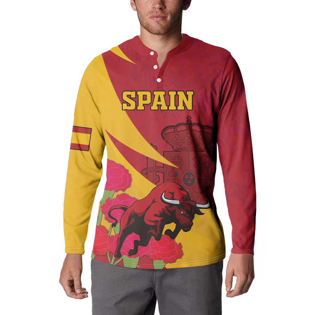 Custom Spain Aggressive Fighting Bull Button Sweatshirt With Carnation Flowers - Wonder Print Shop