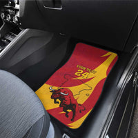 Custom Spain Aggressive Fighting Bull Car Mats With Carnation Flowers - Wonder Print Shop