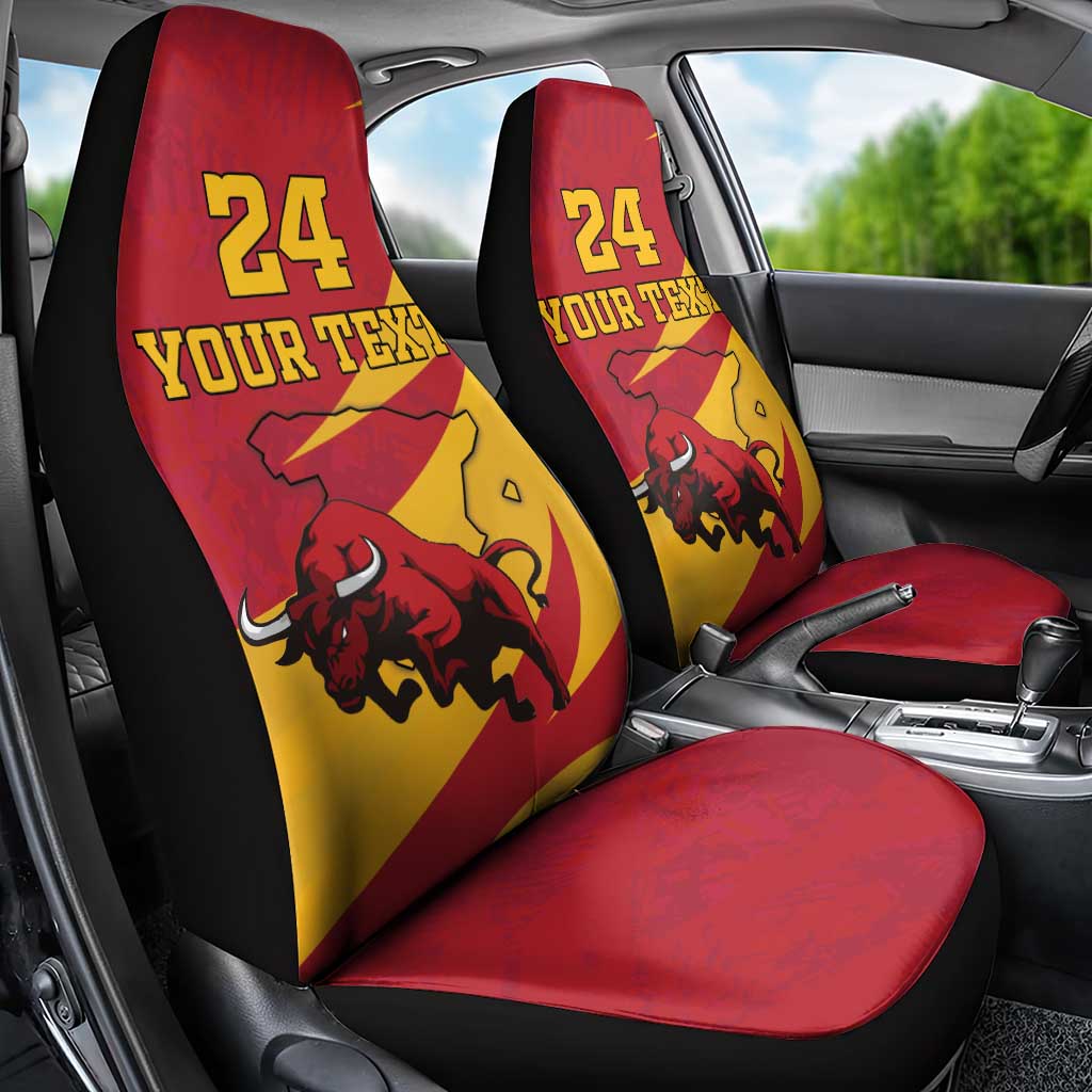Custom Spain Aggressive Fighting Bull Car Seat Cover With Carnation Flowers - Wonder Print Shop