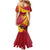 Custom Spain Aggressive Fighting Bull Family Matching Mermaid Dress and Hawaiian Shirt With Carnation Flowers - Wonder Print Shop