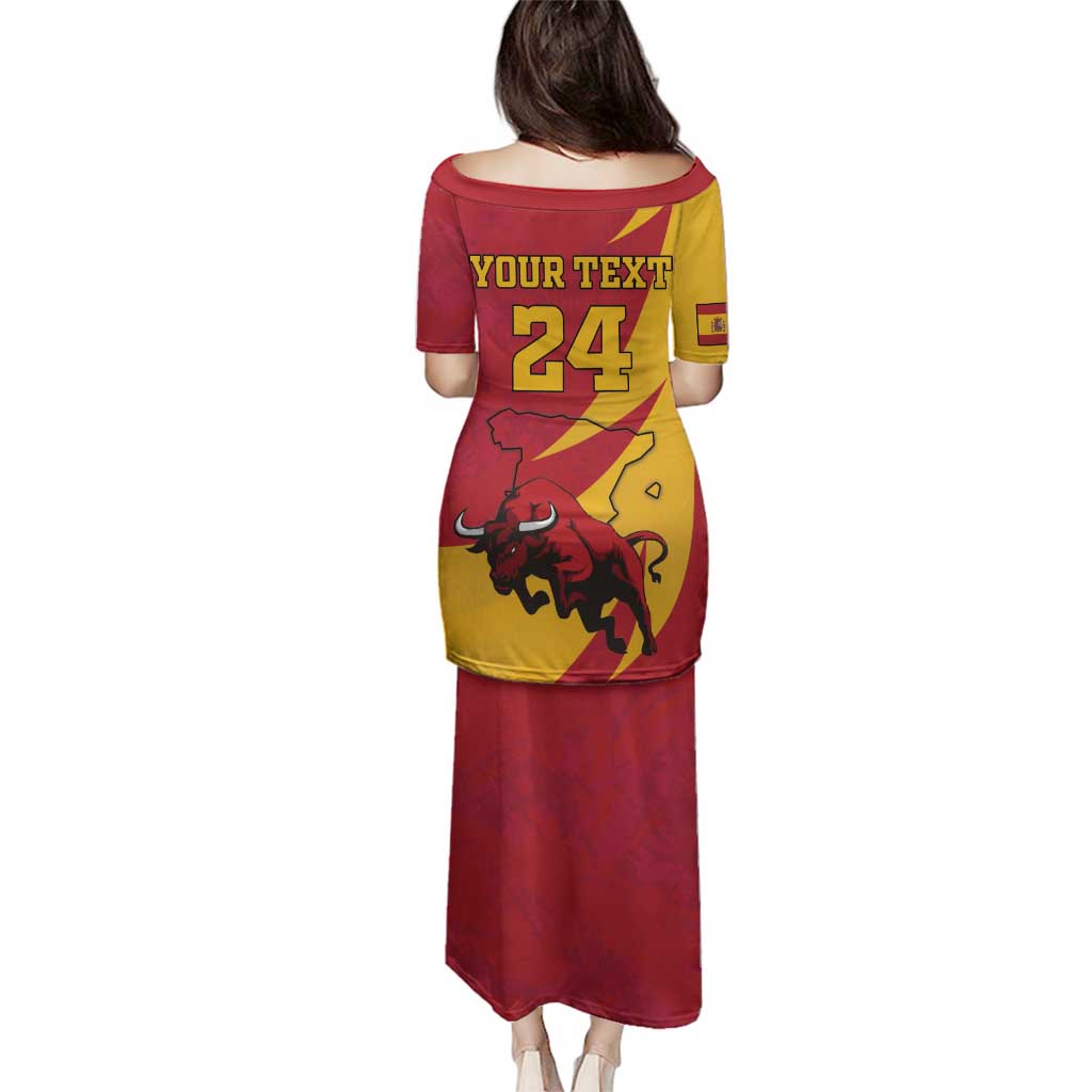 Custom Spain Aggressive Fighting Bull Family Matching Puletasi and Hawaiian Shirt With Carnation Flowers - Wonder Print Shop