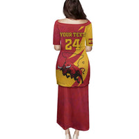 Custom Spain Aggressive Fighting Bull Family Matching Puletasi and Hawaiian Shirt With Carnation Flowers - Wonder Print Shop