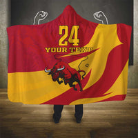 Custom Spain Aggressive Fighting Bull Hooded Blanket With Carnation Flowers