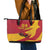 Custom Spain Aggressive Fighting Bull Leather Tote Bag With Carnation Flowers - Wonder Print Shop