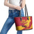 Custom Spain Aggressive Fighting Bull Leather Tote Bag With Carnation Flowers - Wonder Print Shop