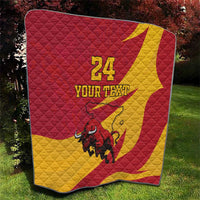 Custom Spain Aggressive Fighting Bull Quilt With Carnation Flowers - Wonder Print Shop