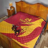 Custom Spain Aggressive Fighting Bull Quilt With Carnation Flowers - Wonder Print Shop