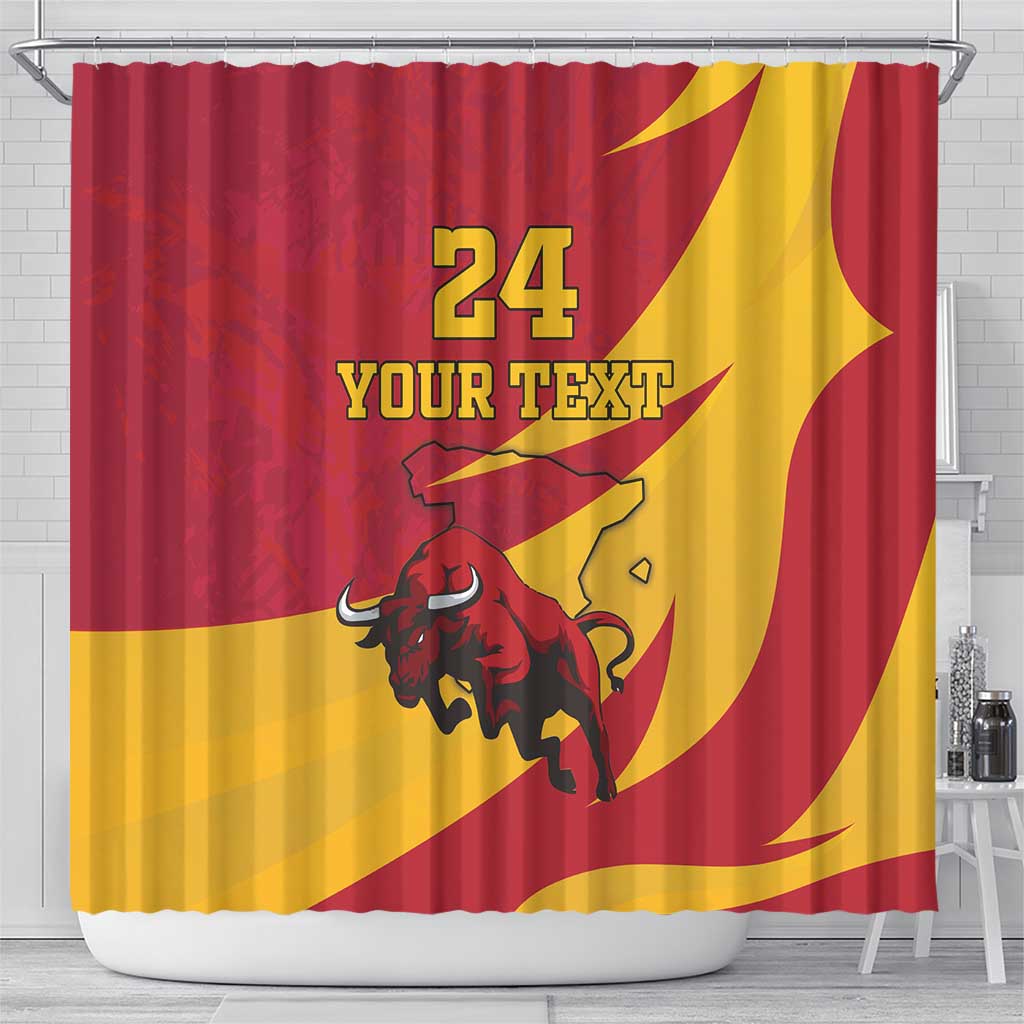 Custom Spain Aggressive Fighting Bull Shower Curtain With Carnation Flowers