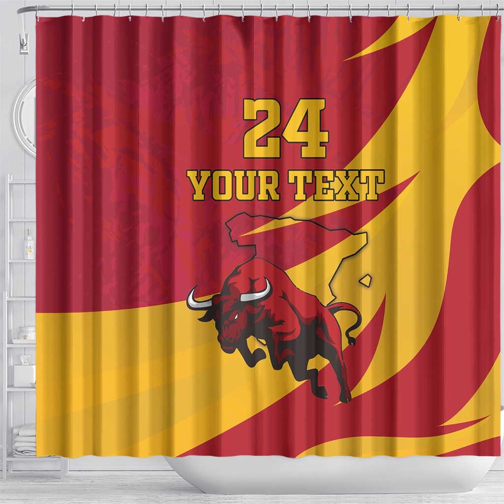 Custom Spain Aggressive Fighting Bull Shower Curtain With Carnation Flowers